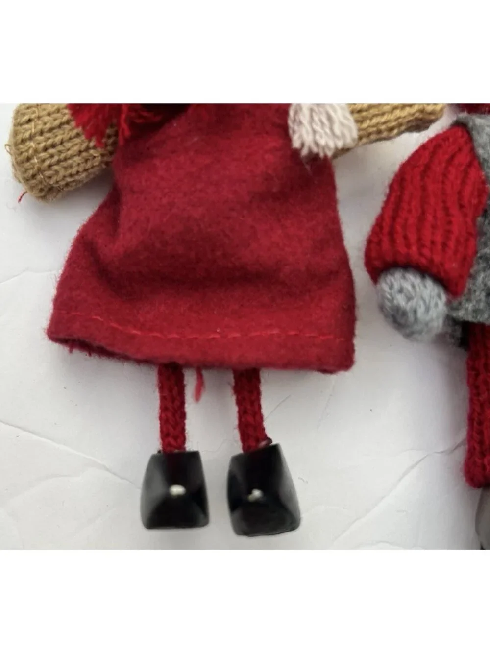 Vintage Set of 12 Tomte Nisse Boys Girls Wooden Felt Handmade Ornaments Holiday